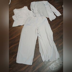 R&M Richards‎ Elegant  Gray Wide Leg Set